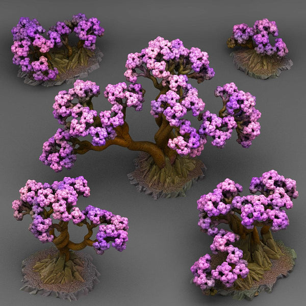 3D Printed Fantastic Plants and Rocks BONSAI CHERRY TREES 28mm - 32mm D&D Wargaming - GreyForge Studios