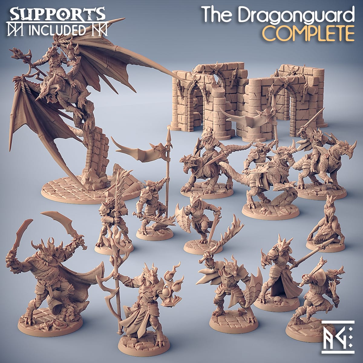 3D Printed Artisan Guild The Lusty Draconian Maid Dragonguard Pinup The Dragonguard 28mm 32mm - GreyForge Studios