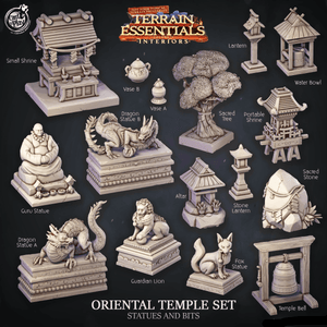 3D Printed Cast n Play Oriental Temple Statues And Bits Terrain Essentials 28mm 32mm D&D - GreyForge Studios