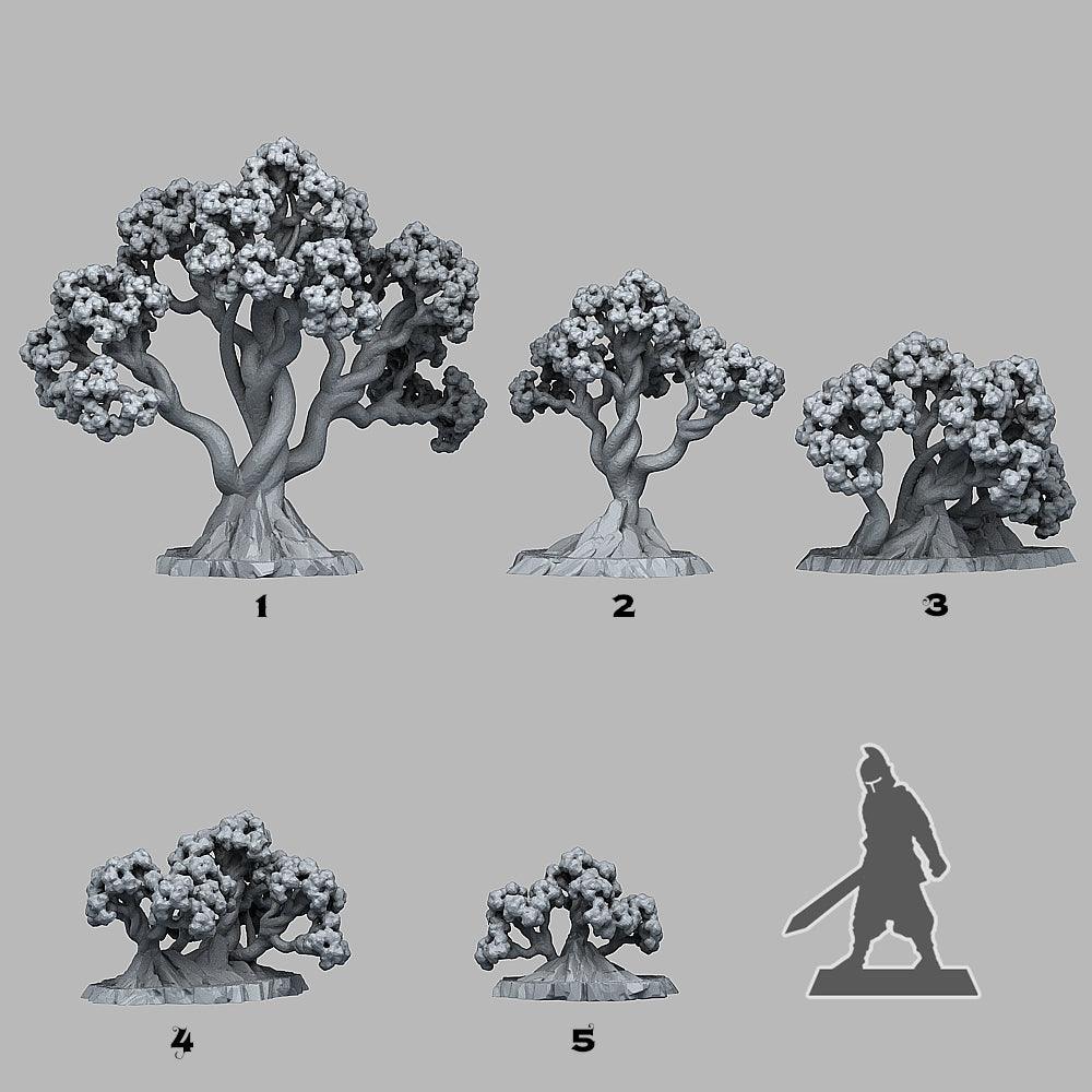 3D Printed Fantastic Plants and Rocks BONSAI CHERRY TREES 28mm - 32mm D&D Wargaming - GreyForge Studios
