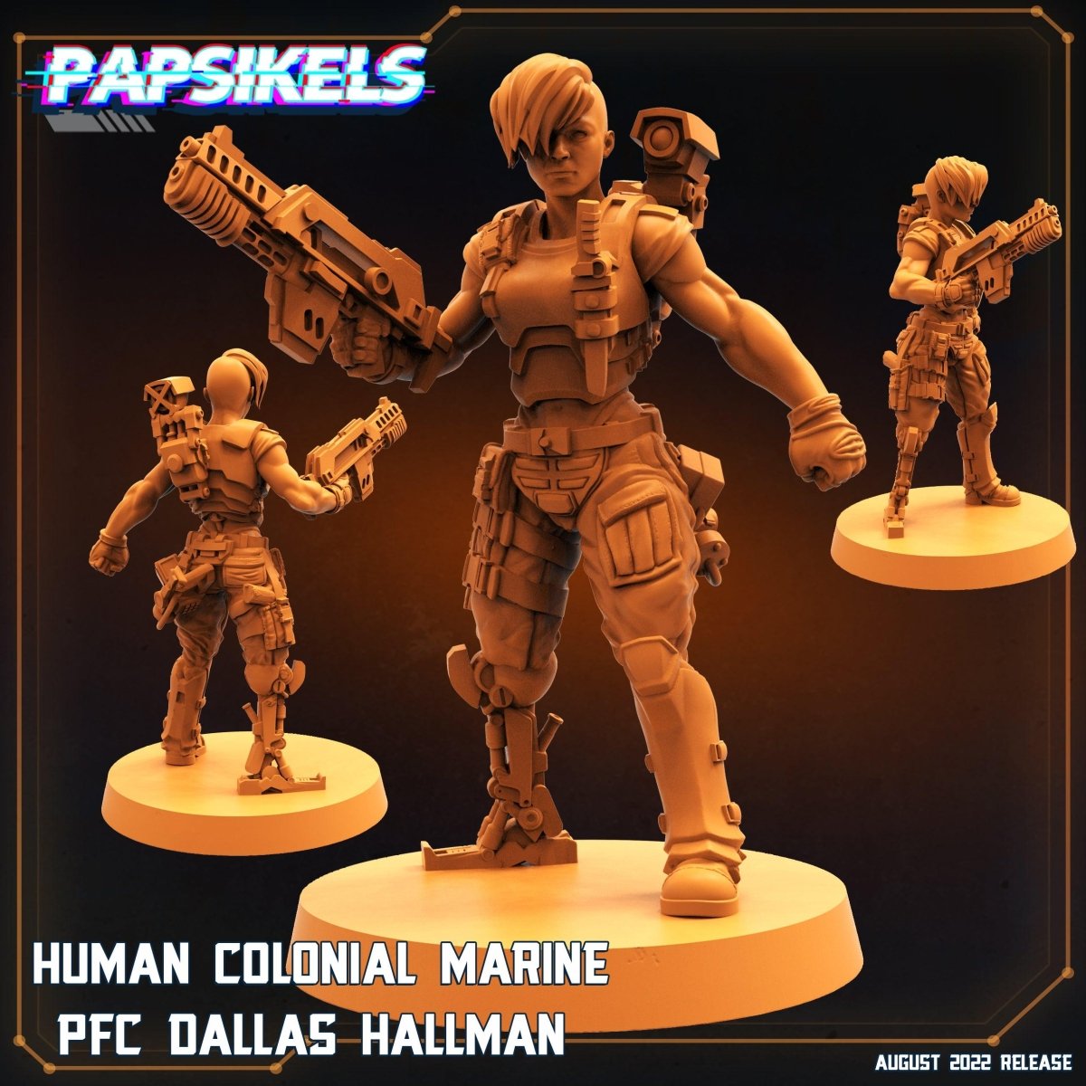 3D Printed Papsikels Cyberpunk Sci - Fi Human Colonial Marine Pfc Set - 28mm 32mm - GreyForge Studios