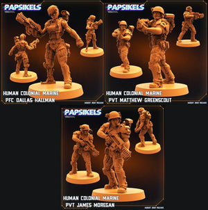 3D Printed Papsikels Cyberpunk Sci - Fi Human Colonial Marine Pfc Set - 28mm 32mm - GreyForge Studios