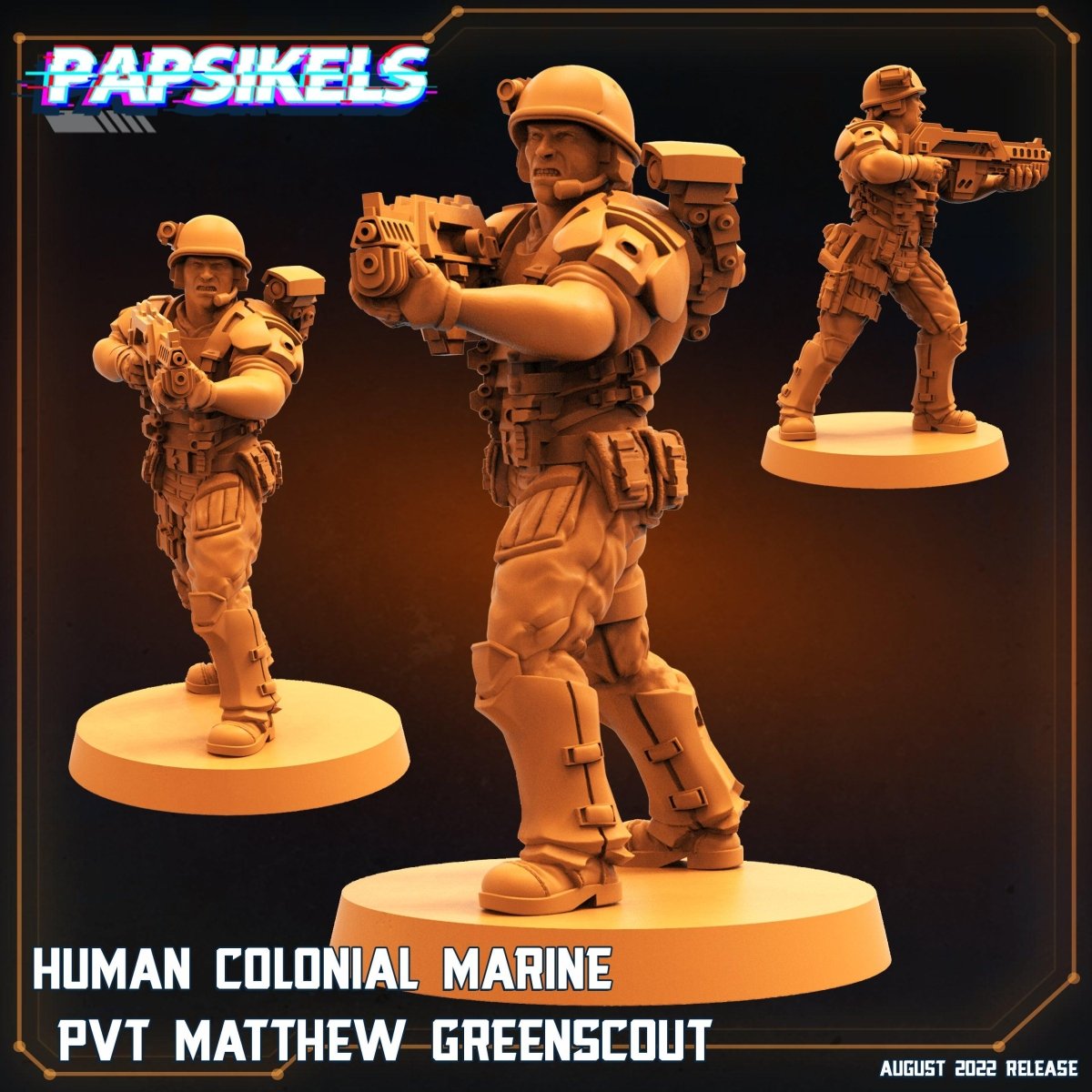 3D Printed Papsikels Cyberpunk Sci - Fi Human Colonial Marine Pfc Set - 28mm 32mm - GreyForge Studios